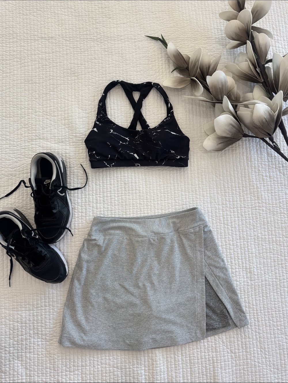 Black Marble Print Sports Bra SZ Small